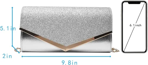 Vista 2 de Bolso de mano de noche con purpurina brillante para mujer, bolso de cadena para boda, fiesta de graduación, regalo para mamá, esposa, novia