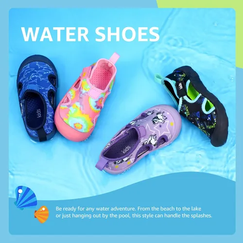 Vista 2 de Zapatos de agua para niños y niñas, de secado rápido, con puntera ancha, bonitos zapatos para la playa y la piscina (niños pequeños)