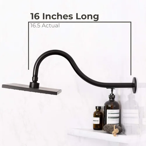 Vista 4 de JS Jackson Supplies, brazo de extensión de cabezal de ducha de 16 pulgadas de longitud montada, tubo extensor largo de arco alto, ideal para cabezal