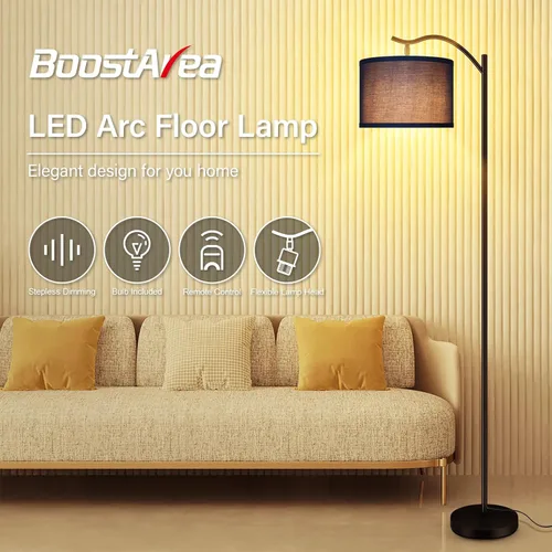 Vista 2 de BoostArea Lámpara de pie para sala de estar, lámpara de pie de arco con control remoto, brillo regulable continuo y temperatura de colores 2700 Azul