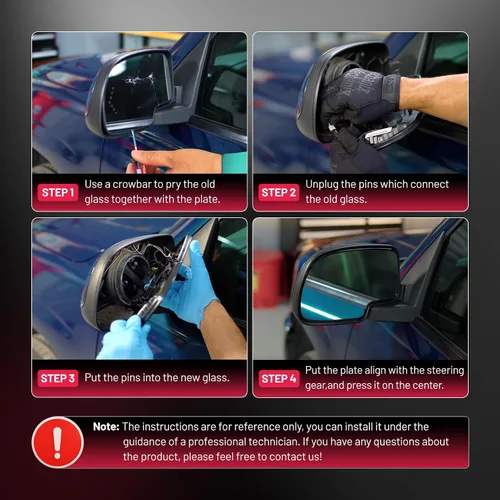 Vista 8 de BDFHYK Cristal de espejo Compatible con VW Passat 2012-2015, espejo retrovisor convexo con placa de respaldo 561857522A, 5C6857522A, calefactable