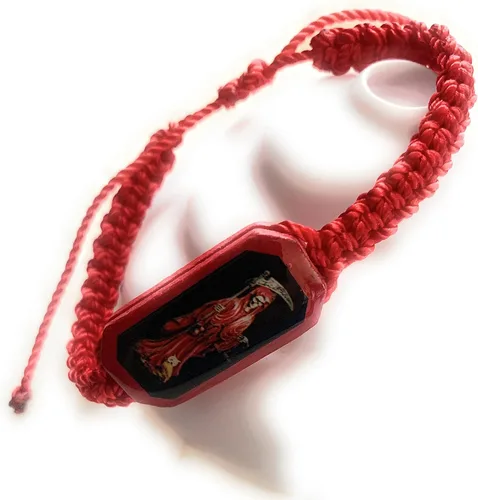 Vista 2 de Pulsera de hilo rojo Pulsera Roja de hilo de la Santa Muerte