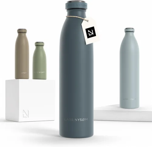 Vista 48 de LARS NYSØM Botella de agua aislada de acero inoxidable de 12 onzas, 17 onzas, 25 onzas, 34 onzas, 51 onzas, frasco térmico aislado para bebidas