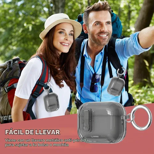 Vista 7 de Compatible con Airpods Pro 3 Funda transparente con bloqueo para teléfono, suave TPU magnético bloqueo automático Apple AirPods Pro de tercera