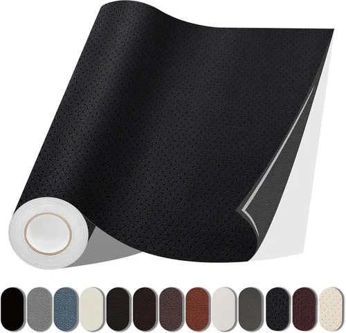 Vista 18 de Lifeshoon Parche de reparación de cuero, reparación de cuero autoadhesiva, cinta de parche de vinilo grande para sofás, muebles, asientos de Negro