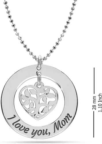 Vista 5 de LeCalla Collar con colgante de plata de ley para mujer, mamá y mamá, Plata esterlina
