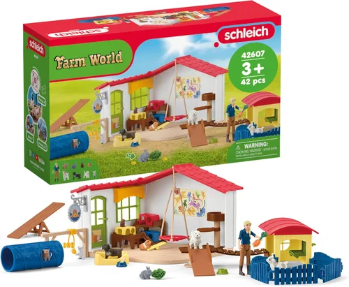 Vista 15 de Schleich Farm World - Juego de 6 piezas de perrera de juguete con Golden Retrievers para niños. Juguetes de animales de granja para niños y niñas.