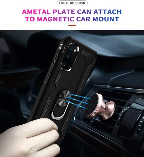Vista 5 de ADDIT Funda S20 para Samsung Galaxy S20 de 6.1 pulgadas, con anillo de soporte, soporte ajustable, grado militar, protección resistente, a prueba
