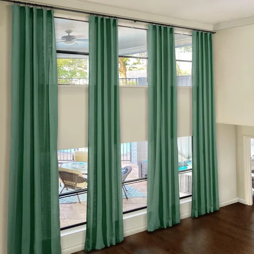 Vista 12 de ChadMade Cortinas de lino de 216 pulgadas de largo, 2 paneles de 52 pulgadas de ancho x 216 pulgadas de largo, color gris carbón, bolsillo para # 16