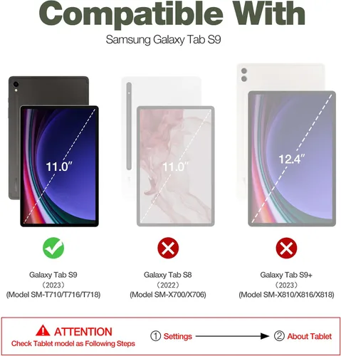 Vista 2 de Dexnor Funda para Samsung Galaxy Tab S9 de 11 pulgadas 2023, [Protector de pantalla y soporte integrados] con soporte para bolígrafo, resistente a