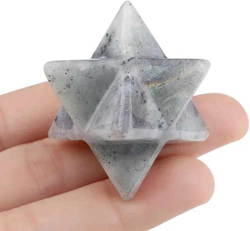 Vista 7 de QINJIEJIE Amatista Merkaba Crystal 1" Natural Healing Stones Meditación Sagrada Generador de Energía Rejilla de Cristal Decoración del Hogar