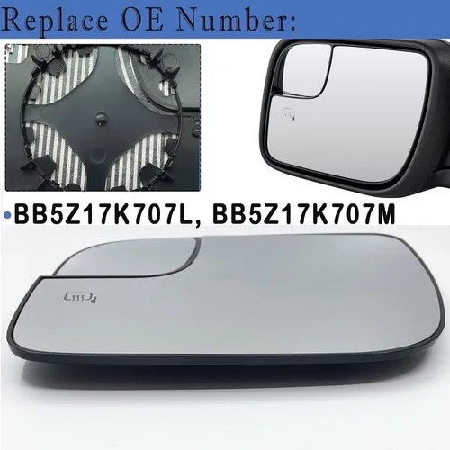 Vista 3 de Espejo lateral izquierdo compatible con Ford Explorer 2011, 2012, 2013, 2014, 2015, 2016, 2017, espejo calefactable para el lado del conductor