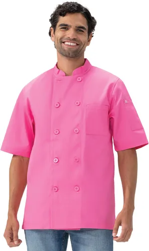 Vista 6 de Chef Works Chaqueta de Chef Unisex Volnay Rosa fuerte