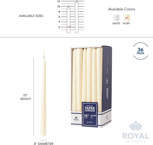 Vista 6 de Royal Imports Velas cónicas sin perfume, elegantes de calidad premium, sin goteo y sin humo, velas de cena sumergidas a mano para bodas, vacaciones