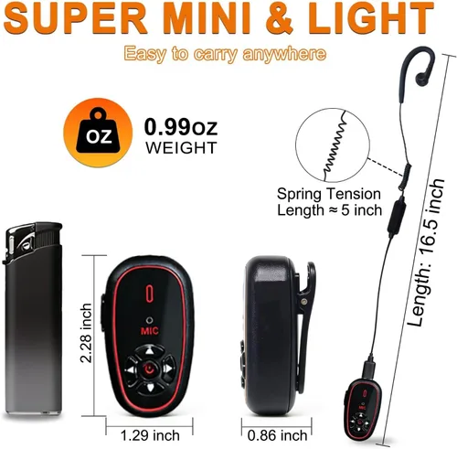 Vista 3 de T-M12 Super Mini Walkie Talkies con control de voz AI manos libres