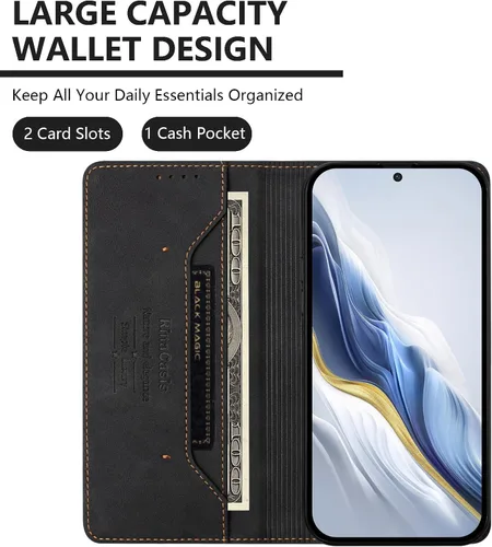 Vista 3 de Funda para teléfono compatible con Blackview Oscal Flat 1c 【Bloqueo RFID】【Soporte para tarjetas con cierre magnético】 Funda negra