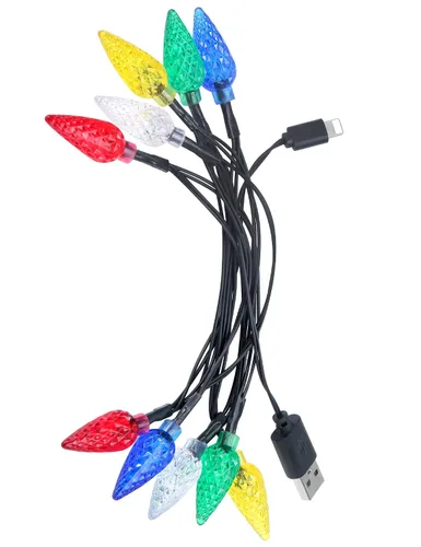 Vista 7 de Cable de carga USB para teléfono con luces LED de Navidad, regalo, para iPhone 13, 12, 11 Pro, XS, XS Max, XR, X, 8 Plus, 8, 7 Plus, 7S Plus, 6S, 6