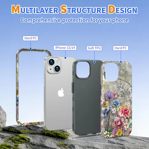 Vista 3 de Magsafe - Funda protectora para iPhone 13/14, a prueba de golpes, a prueba de caídas, funda inalámbrica para parachoques, protección híbrida