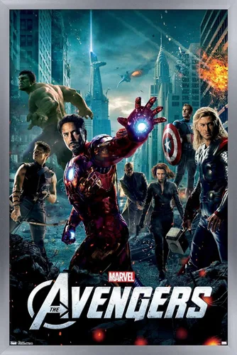 Vista 11 de Marvel Avengers: Póster de pared de una hoja, 22.4 pulgadas de largo x 14.7 pulgadas de ancho, versión enmarcada de madera de granero