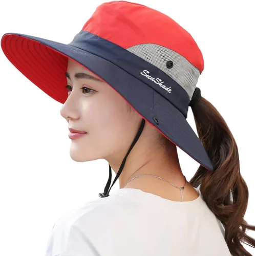 Vista 21 de Muryobao - Gorro de pesca para mujer, protección UV, plegable, con borde ancho