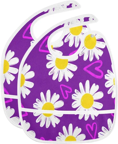 Vista 19 de MCHIVER Baberos de bebé para bebé niño y niña, delantal de alimentación impermeable, babero de algodón para comer alimentos, 2 paquetes