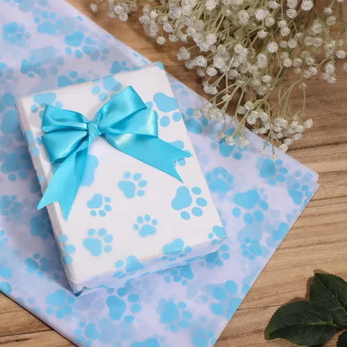 Vista 3 de XIHIRCD 30 piezas de papel de seda de pata de perro, 20 x 14 pulgadas, lindo papel de seda con estampado de patas, papel de papel de seda