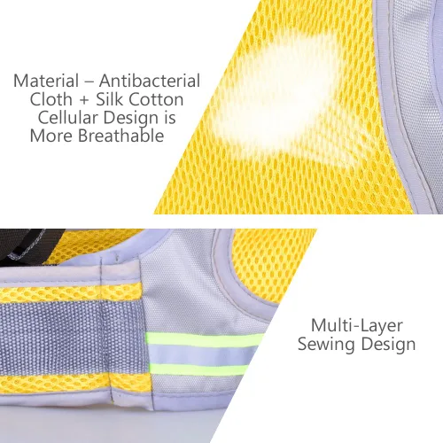 Vista 7 de Jolik Arnés de seguridad para motocicleta infantil con hebilla 4 en 1 material transpirable en amarillo