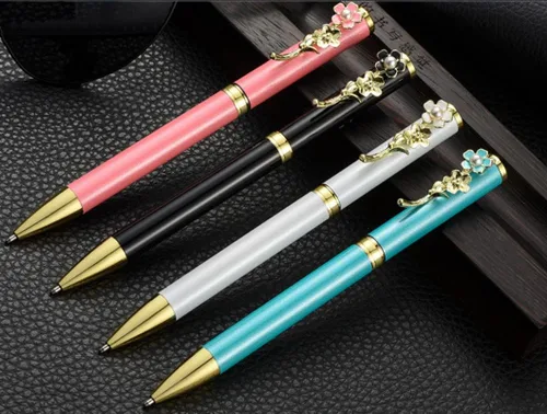 Vista 6 de Gullor Bolígrafo de laca negra con estuche de negocios, bolígrafo de metal retráctil ejecutivo de lujo para hombres y mujeres, oficina ejecutiva Azul