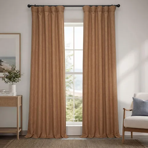 Vista 31 de HPD Half Price Drapes - Cortinas de lino sintético para sala de estar (2 paneles) - 100 pulgadas de ancho x 84 pulgadas de largo - Cortinas