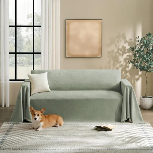 Vista 11 de Funda de sofá modular para perros, lavable para sofá de 2 cojines, funda de felpilla para sofá seccional, protector de muebles multiusos para niños