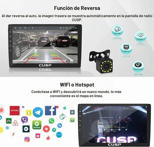 Vista 5 de CUSP Radio estéreo de coche Android de 10 pulgadas, unidad principal universal de doble DIN con CarPlay inalámbrico y Android Auto con cable