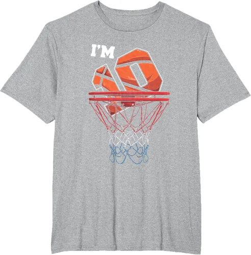 Vista 81 de Camiseta de regalo de cumpleaños con red de baloncesto de 10 años, Negro