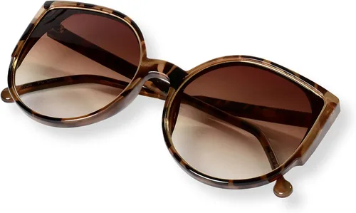 Vista 3 de Gafas de sol retro planas de gran tamaño con borde de metal y lente reflectante (Piper)