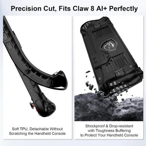 Vista 4 de Pidynx Full Protection Kit Compatible with MSI Claw8 - Storage Bag + Protective Case + 8" Tempered Glass Protector for Claw 8 Handheld EVA Leather