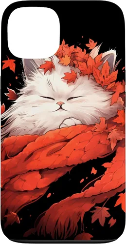 Vista 7 de Persian Cat Kitten Autumn Fall Leaves Thanksgiving Case for iPhone 16
