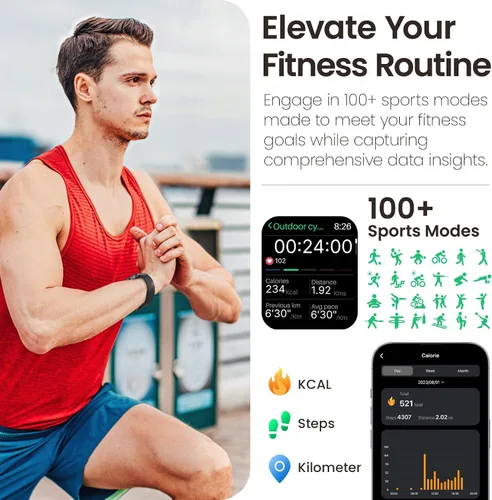 Vista 3 de TOZO S4 AcuFit One Smartwatch Bluetooth Talk Dial Fitness Tracker Negro + Auriculares inalámbricos T10mini Auriculares Bluetooth 5.3 Nueva versión