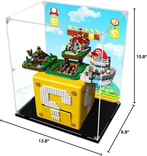 Vista 9 de Vitrina acrílica para Lego Super Mario 64 Question Mark Block 71395, escaparate, protege y decora modelo con almacenamiento a prueba de polvo