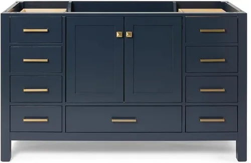 Vista 42 de ARIEL Cambridge Mueble base de tocador de baño de 36 pulgadas, madera maciza, 2 puertas de cierre suave, 5 cajones de cola de milano, roble marrón