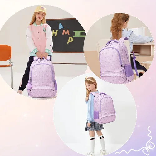 Vista 21 de Juego de mochila para niñas con diseño de unicornio, mochila escolar para niños, mochila para libros para niñas, set 3 en 1, regreso a clases