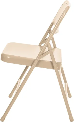 Vista 5 de OEF Furnishings Serie OEF300 Sillas Plegables de Acero Premium de Servicio Pesado, Sillas Comerciales de Metal con Triple Refuerzo y Bisagras Beige