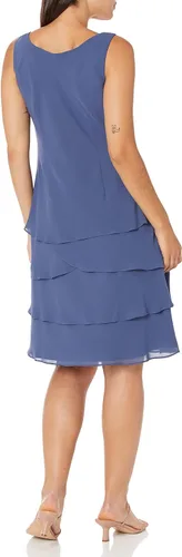 Vista 4 de SL Fashions Vestido de chaqueta de lentejuelas escalonadas adornado para mujer pequeño y regular Púrpura