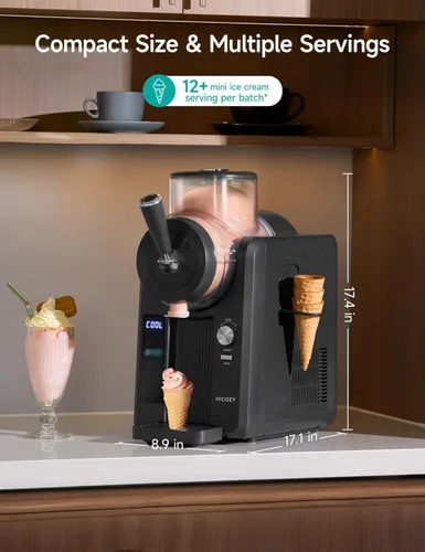 Vista 8 de HiCOZY Máquina de Granizados F3 y Máquina de Helados Suaves, Sin Necesidad de Hielo, Autolimpiante, 5 Configuraciones Preestablecidas para Helados