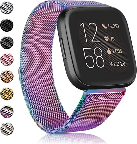 Vista 12 de Amzpas - Bandas compatibles con Fitbit Versa 2 / Fitbit Versa SE/Fitbit Versa Lite/Fitbit Versa, correas de malla de acero inoxidable transpirable