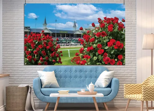 Vista 4 de Nepnuser Telón de fondo para cabina de fotos de Kentucky, Día del Derby, Churchill Downs, decoración de fiesta de carreras de caballos