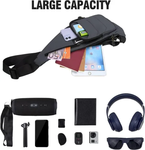 Vista 3 de Peicees Bolso bandolera impermeable para hombre, mochila delgada para hombre, bolso de hombro pequeño para viajes, senderismo