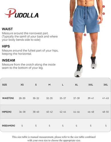 Vista 7 de Pudolla Pantalones cortos de correr para hombre, 5 pulgadas, ligeros, para gimnasio, entrenamiento, atlético, casual, con bolsillos con cremallera