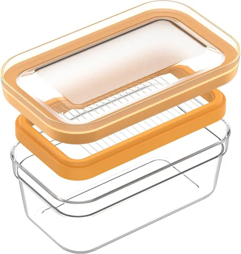 Vista 8 de UNIVIVO Cortador de Mantequilla de Plástico, Envase de Mantequilla con Tapa para Nevera, Corte Fácil de Dos Barras de Mantequilla de 4oz
