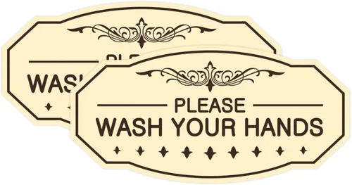 Vista 39 de Signs ByLITA Letrero Victoriano Please Wash Your Hands (Negro) - Pequeño