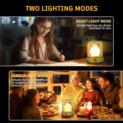 Vista 3 de Paquete de 2 luces nocturnas de fogata fantasma, pequeña lámpara de escritorio bonita, lámpara de mesa de noche inalámbrica regulable, luz nocturna