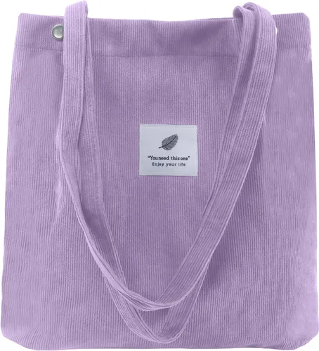 Vista 18 de Bolsa Tote de Pana para Mujeres Pequeña Bolsa de Lona para Hombro Bolsa de Mano de Pana con Bolsillo Interior 02 Verde Ejército